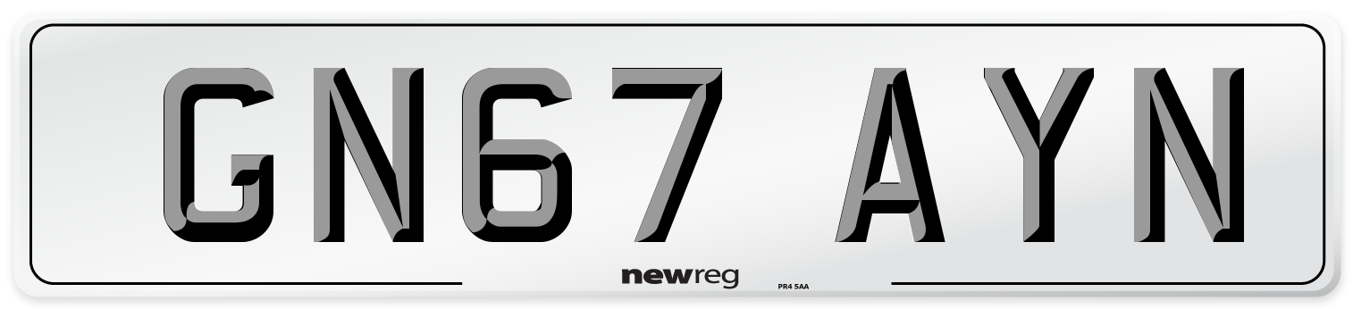 GN67 AYN Number Plate from New Reg